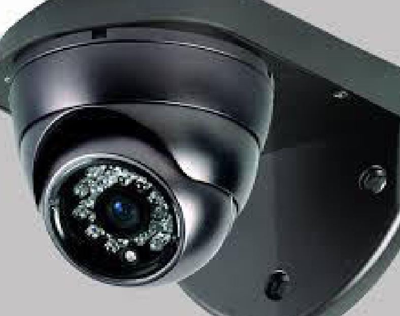 Night-vision dome camera fitted to a ceiling or wall mount