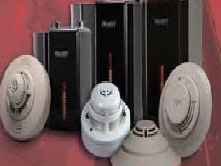 Fire alarm control panels, smoke detectors, and sounders