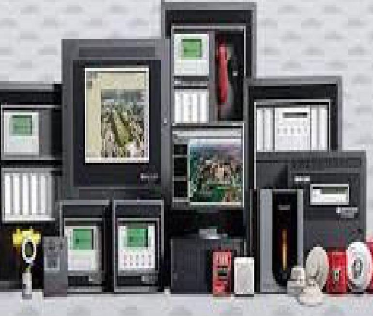 Range of fire alarm panels and detection devices on display