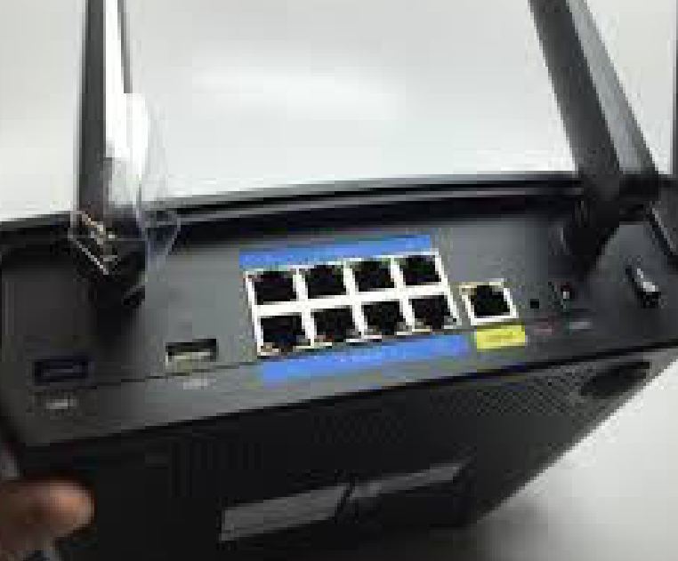 Wireless router rear panel with Gigabit LAN ports and WAN port
